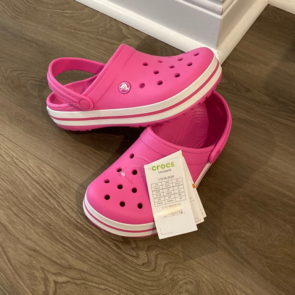 Electric Pink/White Crocs Crocband